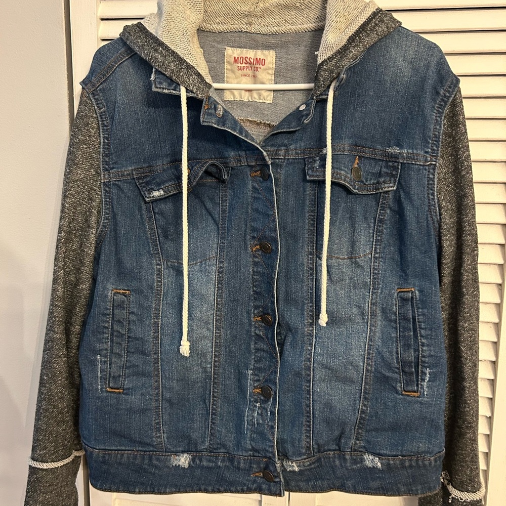 Mossimo Supply Co. Blue Denim Jacket with Cream Accents